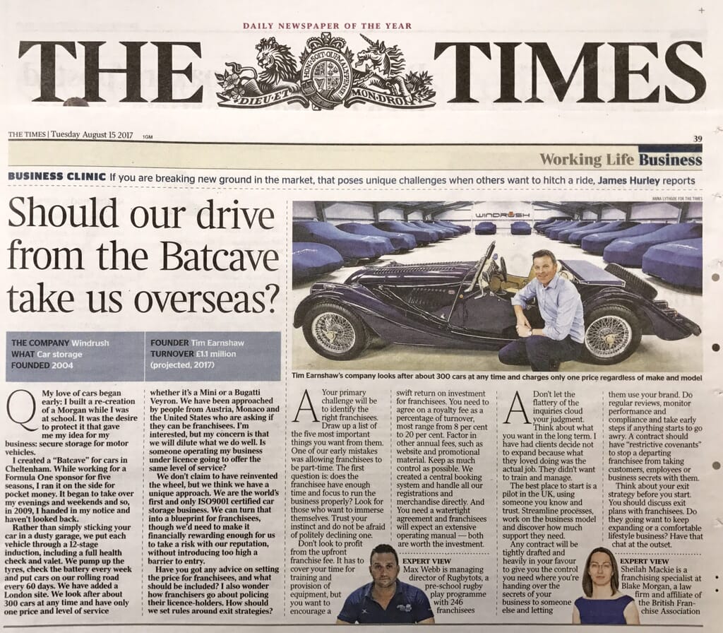 The Times - Windrush Car Storage