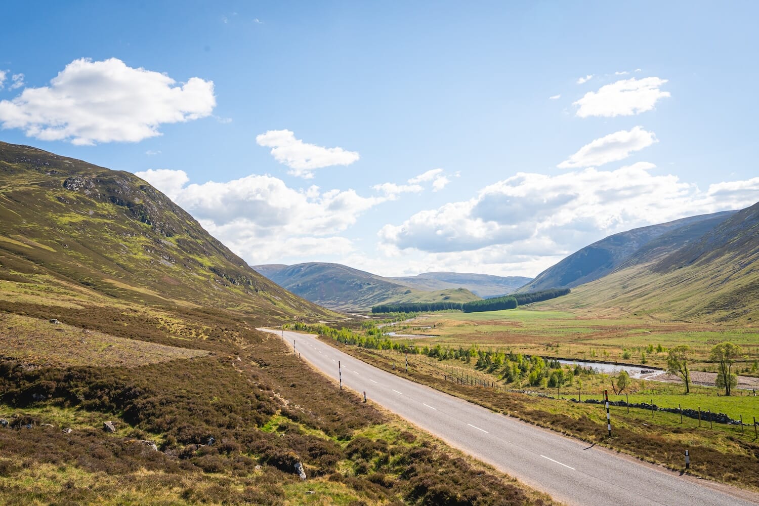 The A93 (Old Military Road) through the Cairngorms National Park in Scotland