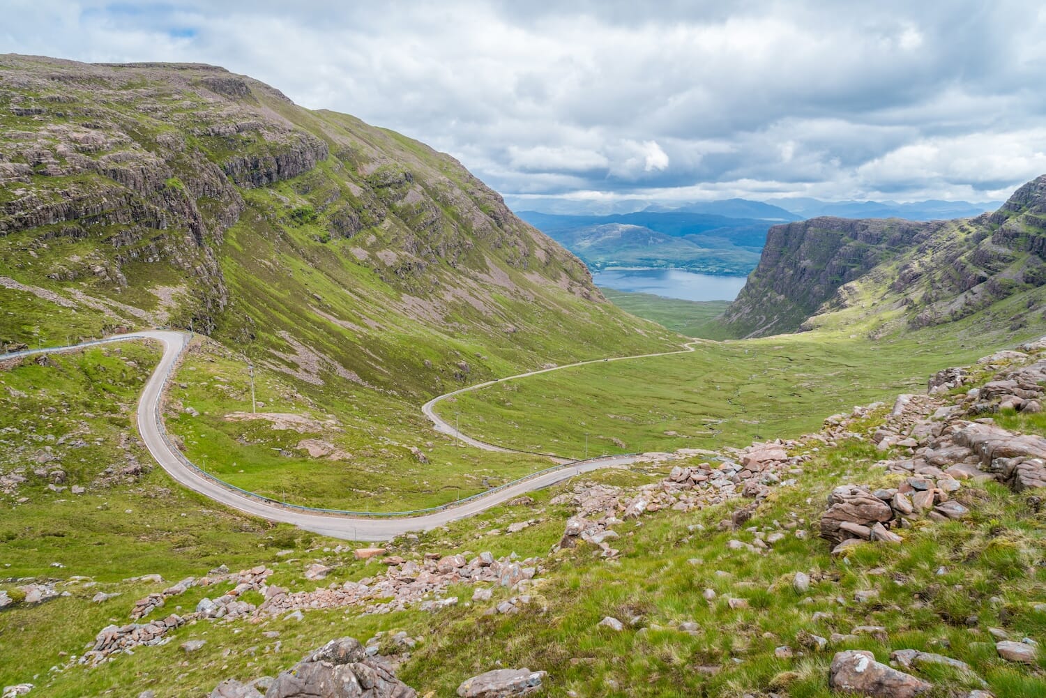 Scenic sight near Bealach na Ba viewpoint, in Applecross peninsula in Wester Ross, Scottish Higlands.