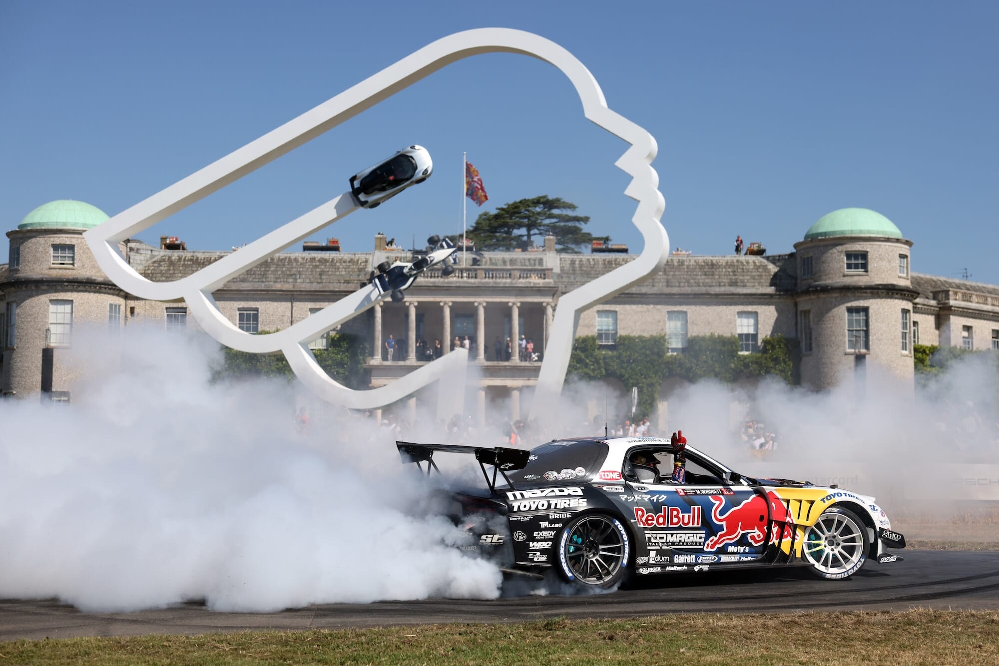Cars demonstrate drifting at the Goodwood Festival of Speed presented by Mastercard, which takes place in the parkland surrounding Goodwood House in West Sussex. Picture date: Friday July 11, 2025. PA Photo. This year’s event focuses on celebrating the 75th anniversary of the Formula 1 World Championship, welcoming a host of pioneers, innovators, champions, drivers and teams that have contributed to the series. The event runs from July 10-13. Photo credit should read Matt Alexander/PA Media Assignments