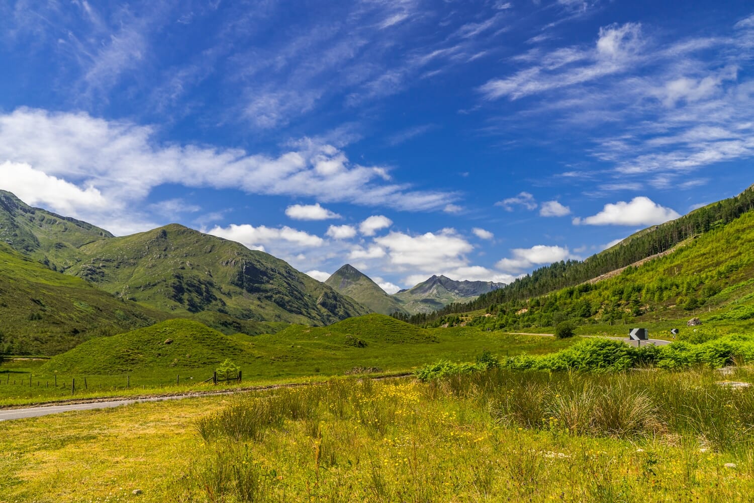 Landscape of Mountains along the road in Glen Shiel  Scotland.